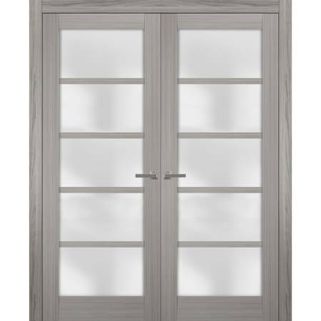 Sartodoors Double French Interior Door, 72" x 80", Gray QUADRO4002DD-SSS-72